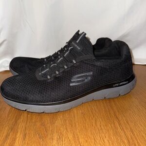 Skechers Lite Weight Men's 10.5‎ Memory Foam Shoes Sneaker 52811 Black